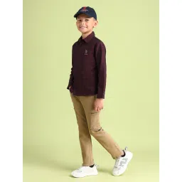 U.S. Polo Assn. Boys Wine Cotton Textured Shirt image 3