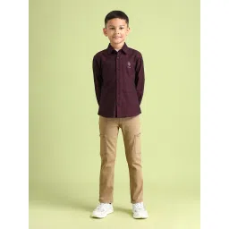 U.S. Polo Assn. Boys Wine Cotton Textured Shirt image 1