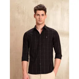 U.S. Polo Assn. Checked Spread Collar Tailored Fit Casual Shirt-picture-11