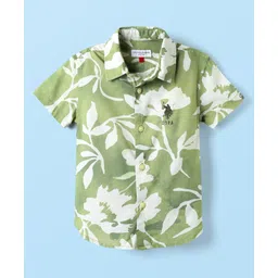 US Polo Assn Cotton Knit Half Sleeves Shirt With Floral Print - Light Green-picture-17