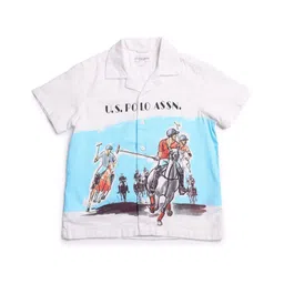 US Polo Assn Cotton Knit Half Sleeves Shirt With Polo Print - White-picture-16