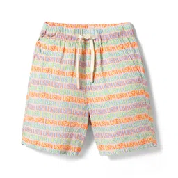US Polo Assn Cotton Knit Shorts with Brand Name Print - Multicolor-picture-14