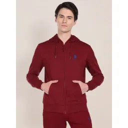 U.S. Polo Assn. Dark Red Cotton Regular Fit Hooded Sweatshirt-picture-43