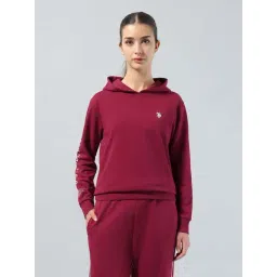 U.S. Polo Assn. Dark Red Cotton Regular Fit Logo Printed Hoodie-picture-17