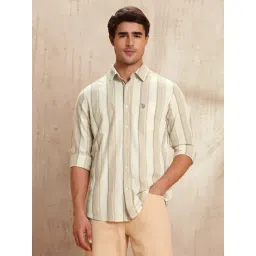 U.S. Polo Assn. Denim Co. Beige Cotton Slim Fit Striped Shirt-picture-19