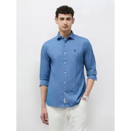 U.S. Polo Assn. Denim Co. Blue Cotton Slim Fit Shirt-picture-44