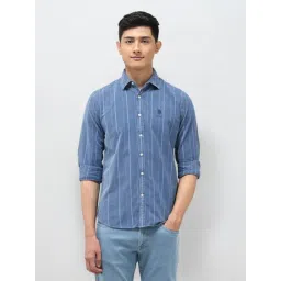 U.S. Polo Assn. Denim Co. Blue Cotton Slim Fit Striped Shirt-picture-23
