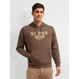 U.S. Polo Assn. Denim Co. Brown Cotton Regular Fit Logo Printed Hooded Sweatshirt-picture-46