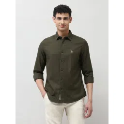 U.S. Polo Assn. Denim Co. Green Cotton Regular Fit Shirt-picture-12