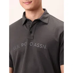 U.S. Polo Assn. Denim Co. Grey Cotton Slim Fit Printed Polo T-Shirt image 4