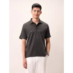 U.S. Polo Assn. Denim Co. Grey Cotton Slim Fit Printed Polo T-Shirt image 1