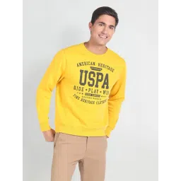 U.S. Polo Assn. Denim Co. Mustard Cotton Regular Fit Printed Sweatshirt-picture-25