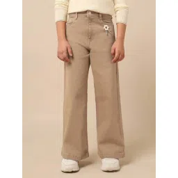 U.S. Polo Assn. Girls Brown Cotton Applique Jeans-picture-46