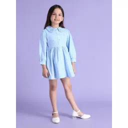 U.S. Polo Assn. Girls Light Blue Solid Shirt Dress-picture-18