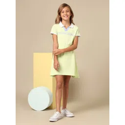 U.S. Polo Assn. Girls Light Green Solid Skater Dress image 3