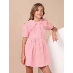 U.S. Polo Assn. Girls Light Pink Cape Collar Solid Mini Dress-picture-20