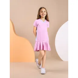 U.S. Polo Assn. Girls Light Pink Knife Pleat Cotton Dress-picture-23