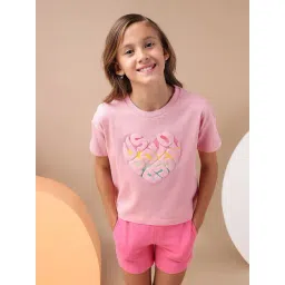 U.S. Polo Assn. Girls Light Pink Puff Print Regular Fit T-Shirt-picture-42