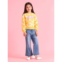 U.S. Polo Assn. Girls Yellow Cotton Printed Sweatshirt-picture-38