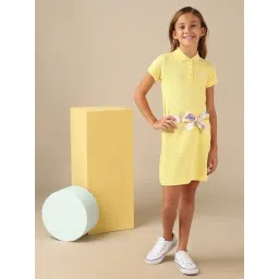 U.S. Polo Assn. Girls Yellow Solid A Line Polo Dress-picture-28