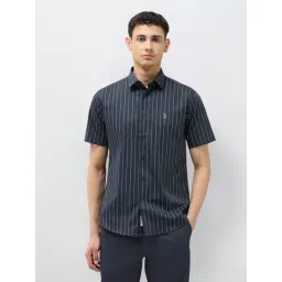 U.S. Polo Assn. Green Cotton Regular Fit Striped Shirt-picture-27