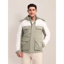 U.S. Polo Assn. Green Regular Fit Colour Block Hooded Jacket-picture-24
