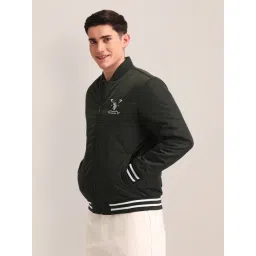 U.S. Polo Assn. Green Regular Fit Logo Printed Bomber Jacket image 3