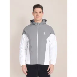 U.S. Polo Assn. Grey & White Regular Fit Hooded Jacket-picture-45