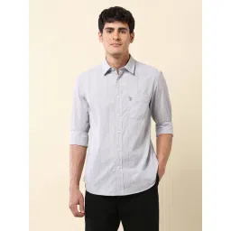 U.S. Polo Assn. Grey Cotton Regular Fit Striped Shirt-picture-11
