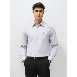 U.S. Polo Assn. Grey Cotton Regular Fit Striped Shirt image 4