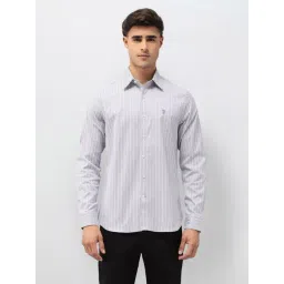 U.S. Polo Assn. Grey Cotton Regular Fit Striped Shirt image 1