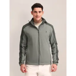 U.S. Polo Assn. Grey Regular Fit Colour Block Hooded Jacket-picture-37