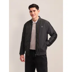 U.S. Polo Assn. Grey Regular Fit Striped Bomber Jacket image 4