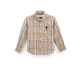 U.S. Polo Assn. Kids Beige Checks Full Sleeves Shirt-picture-31