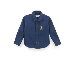 U.S. Polo Assn. Kids Blue Cotton Logo Full Sleeves Shirt-picture-22