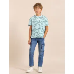 U.S. Polo Assn. Kids Boys Blue Abstract Printed Regular Fit T-Shirt-picture-24