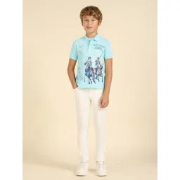U.S. Polo Assn. Kids Boys Blue Graphic Printed Pure Cotton Polo Shirt-picture-34