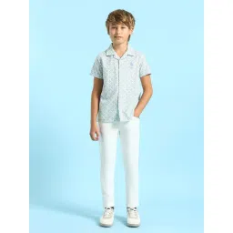 U.S. Polo Assn. Kids Boys Green Geometric Printed Regular Fit Shirt-picture-41