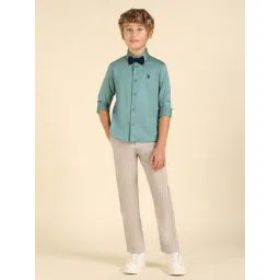 U.S. Polo Assn. Kids Boys Green Pure Cotton Regular Fit Shirt-picture-33