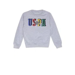 U.S. Polo Assn. Kids Grey Melange Printed Full Sleeves Sweatshirt-picture-14