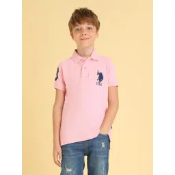 U.S. Polo Assn. Kids Light Pink Solid Polo T-shirt-picture-32