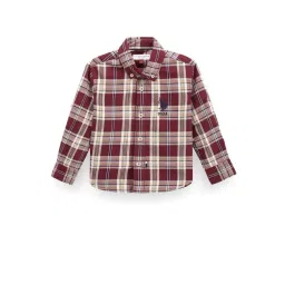 U.S. Polo Assn. Kids Maroon Checks Full Sleeves Shirt-picture-19