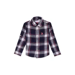 U.S. Polo Assn. Kids Navy Cotton Chequered Full Sleeves Shirt-picture-40