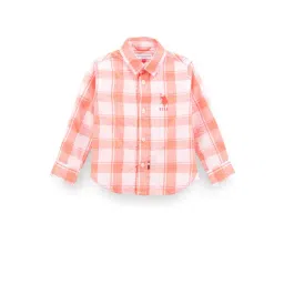 U.S. Polo Assn. Kids Orange Checks Full Sleeves Shirt-picture-19