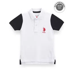 US Polo Assn Knitted Half Sleeves Polo T-Shirt With Logo Embroidery - Black & White-picture-18