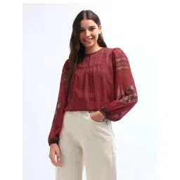 U.S. Polo Assn. Maroon & Blue Printed Top image 1