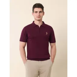 U.S. Polo Assn. Maroon Cotton Slim Fit Polo T-Shirt-picture-37