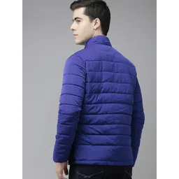 U.S. Polo Assn. Men Blue & Black Colourblocked Hooded Puffer Jacket image 4