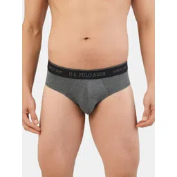 U.S. Polo Assn. Men Charcoal Grey Solid Bamboo Cotton Briefs I704-031-PL image 1