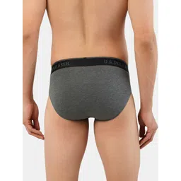 U.S. Polo Assn. Men Charcoal Grey Solid Bamboo Cotton Briefs I704-031-PL image 2
